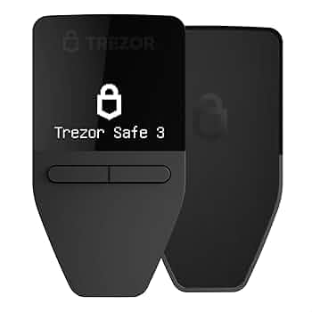 Trezor Safe 3 - Portefeuille Matériel Crypto Protégé par Phrase Secrète et Élément Sécurisé, Sécurité Bitcoin, Support de Plus de 1000 Cryptos, Interface Facile à Utiliser (Cosmic Black) sur Amazon.fr